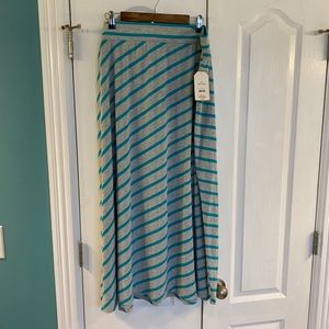 Aqua striped maxi skirt 2x NWT